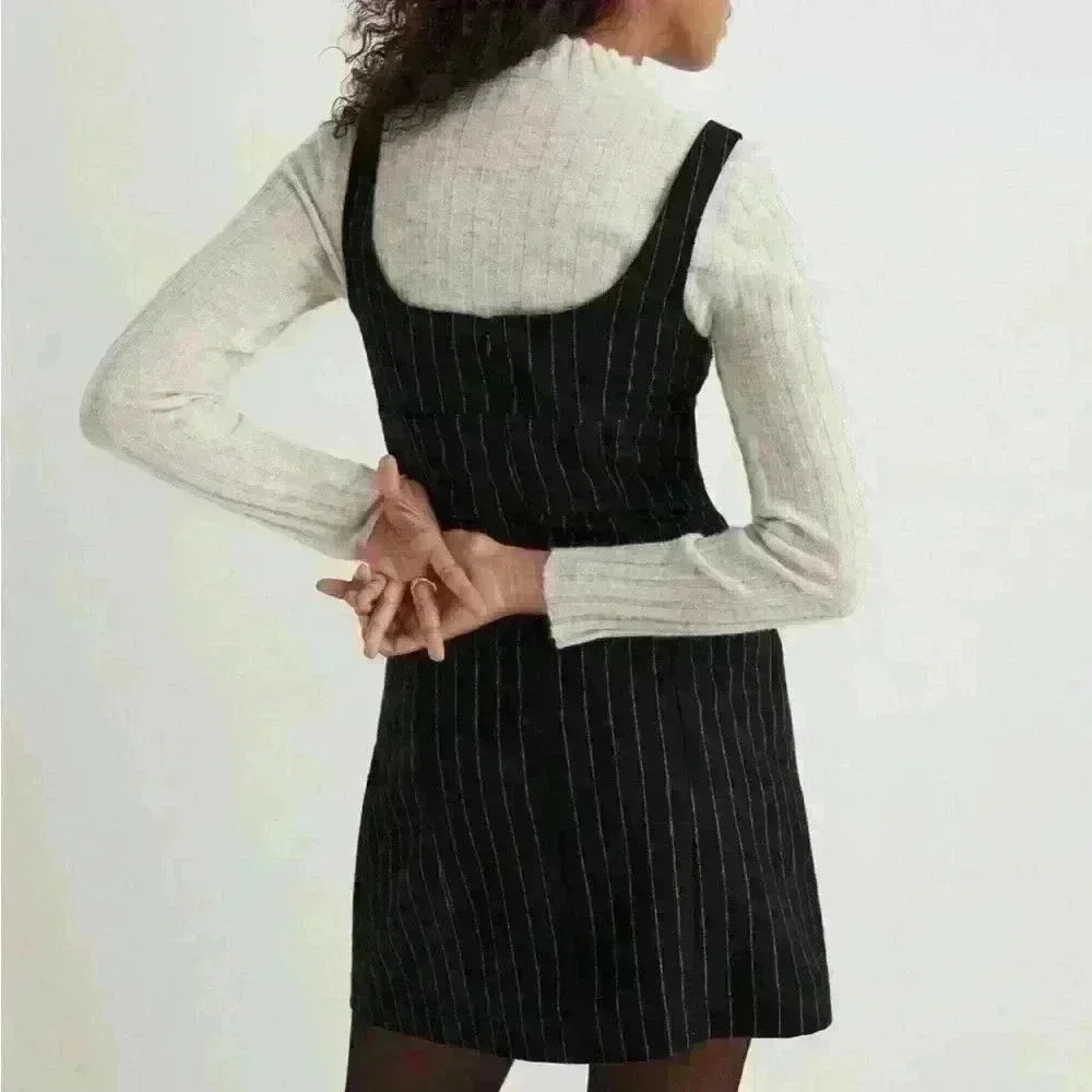 Madewell Wool-Blend Mini Dress in Pinstripe Size 10 - Picture 2 of 13